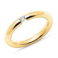 anillo de mujer de acero inoxidable chapado en oro con piedra