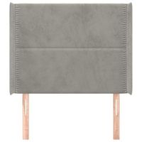 cabecero cama mueble de dormitorio con orejas de terciopelo claro 103 x 16 x 118128 cm gris m020003762
