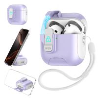 compatible con la funda airpods 4 bloqueo automatico magnetico con soporte para telefono diseno resistente a golpes con cordon