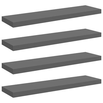 Estantes Flotantes Pared 4 Uds Mdf Gris Brillo 90x23,5x3,8 Cm Vidaxl