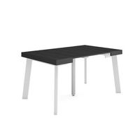 mesa consola extensible mesa comedor plegable 140 para 6 comensales patas de madera estilo moderno negro