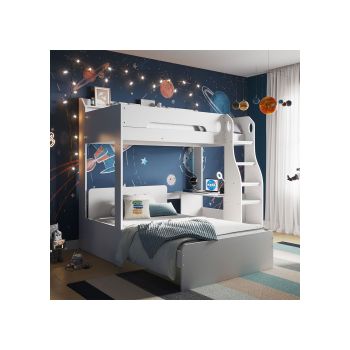 Flair Cosmic L Shaped Triple Bunk Bed White