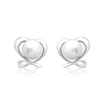 Pendientes de perlas blancas: plata 925