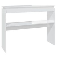 mesa consola madera contrachapada blanco brillante 102x30x80 cm vidaxl