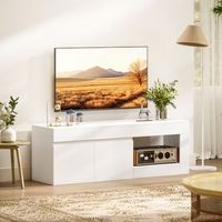 mueble de tv de melamina homcom 140x40x48 cm-blanco