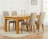 normandy 180cm solid oak extending dining table with pacific fabric chairs