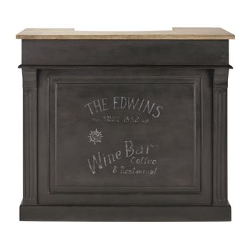Mueble bar de 116 cm de mango y MDF gris carbón