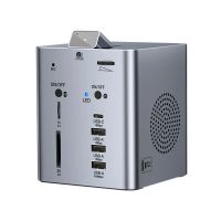 ult 13 en 1 estacion de acoplamiento vertical con pd100w dc18w tf y sd 30 usb-c usb-a 10 gbps camara altavoz compat