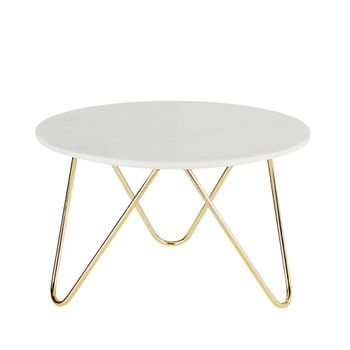 Mesa de centro redonda de mármol blanco y latón Ø75 cm