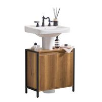 sobuy bzr63-ii-pf mueble para debajo del lavabo armario de bano de suelo 1 estante y 2 puertas 60 x 30 x 60 cm es