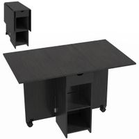 homcom mesa de comedor plegable mesa de cocina extensible para 2 a 4 personas 2 hojas abatibles 120 x 72 x 75 cm negro