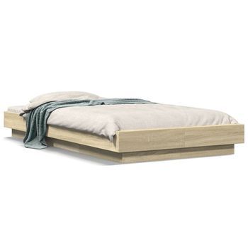 Estructura Cama Con Luces Led Madera Roble Sonoma 100x200 Cm Vidaxl