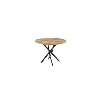 Mesa Redonda Nesy Con Tapa Efecto Madera Y Patas Metálicas