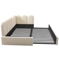 cama nido divan beige de terciopelo 90 x 200 cm con cama extraible de 90 x 190 cm