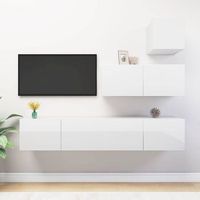 set de muebles de salon 4 pzas madera ingenieria blanco brillo vidaxl
