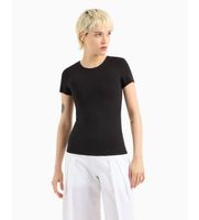 ax armani exchange para mujer xw001174af14668uc001 camiseta ajustada de punto elastico essential logo signature negro m casual poliami