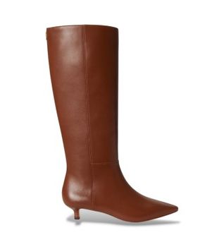 Lauren Ralph Lauren para mujer. 802P15725002 Botas altas Francesca de piel de becerroot marrón (36), 3 a 5cm, Cremallera, Casual