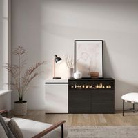 aparador efecto madera blanco y negro 150x35x75 chimenea efecto fuego