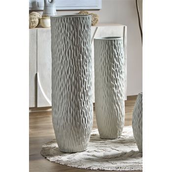 Vasija Ceramica Adara Text. Colmenilla Beige S/2 30dx100cm