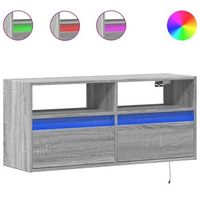 mueble de tv de pared con luces led gris sonoma 100x31x45 cm vidaxl