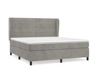 cama box spring con colchon terciopelo gris claro 180x200 cm rayas horizontales