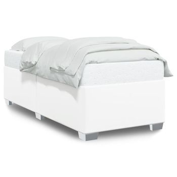Estructura De Cama Cuero Sintético Blanco 90x190 Cm
