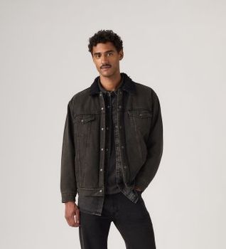 Levi's para hombre. A5784-0048 Chaqueta Relaxed Fit Sherpa Trucker marrón (L), Casual, Algodón
