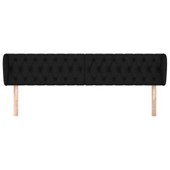 Cabecero Cama Mueble De Dormitorio De Tela 203 X 23 X 78/88 Cm Negro M02_0007882