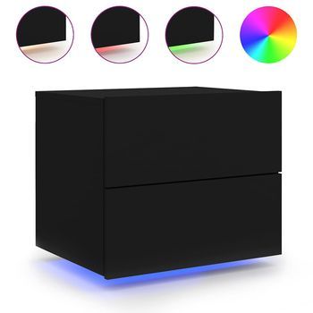 Mesita De Noche De Pared - Mesilla De Noche Flotante Con Luces Led Negro Mc7830