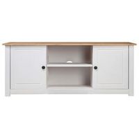 mueble tv  mueble de salon  armario tv madera de pino estilo panama blanco 120x40x50 cm