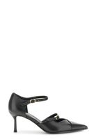 salones abiertos de piel napa con doble hebilla black 40