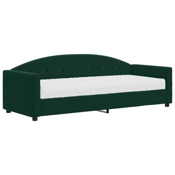 Sofá Cama Con Colchón Terciopelo Verde Oscuro 80x200 Cm