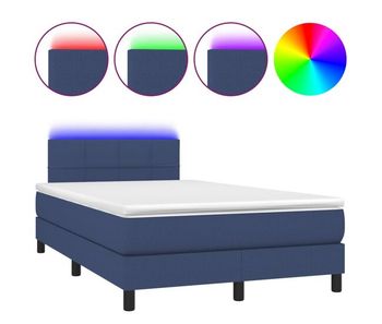 Cama box spring con colchón y led tela azul 120x200 cm bloques con cuadros