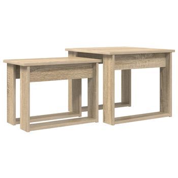 2 Piezas Juego De Mesas De Café | Mesa De Centro Roble Sonoma
