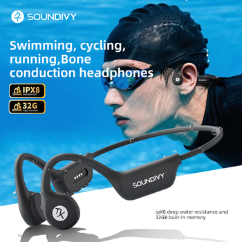 Auriculares de Conducción Ósea SOUNDIVY IPX8 32GB Bluetooth 5.4 Auriculares Inalámbricos con Micrófono Impermeables para Natación 2026 Nuevo