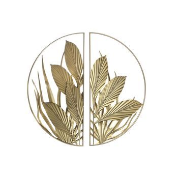 Decoracion Pared Set 2 Metal 80x2x80 Hojas Dorado