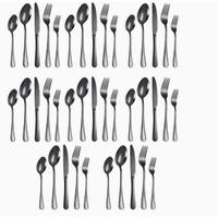 juego de cubiertos de acero inoxidable de 40 piezas para 8 personas que incluye cubiertos para carne acabado negro mate estilo familiar
