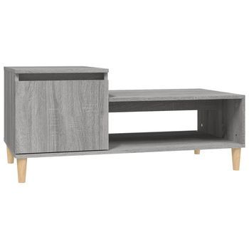Mesa De Centro 100x50x45 Cm Madera Trabajada Y Madera De Eucalipto - Gris