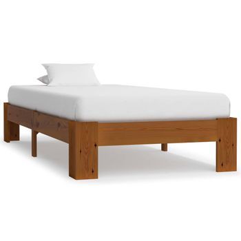 Estructura De Cama Madera Maciza Pino Marrón Claro 90x200 Cm Vidaxl