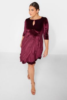 Vestido Aterciopelado Granate, Mujer Curvy Y Tallas Grandes, Yours