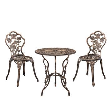 Set Bistró De 3 Piezas Wakefield Aluminio Fundido 62xø59 Cm Bronce [casa.pro]