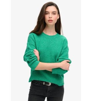 Superdry para mujer. W6110579A Jersey Brushed verde (S), Casual, Acrílico