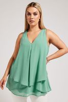 yours london top en capas verde  mujer curvy y tallas grandes yours london