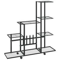 soporte de flores con rueda de metal negro 945x25x925 cm vidaxl