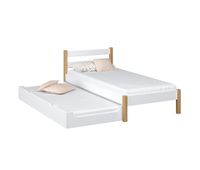 cama individual de madera con cajon para colchon n01 blanco  roble