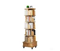 estanteria giratoria para libros 46  46  173 cm - 6 niveles giro 360 con ruedas y cajon - madera