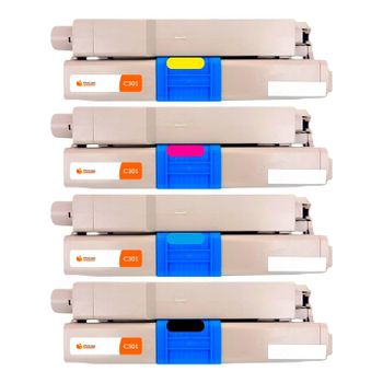 Pccom Essential Tóner Compatible Oki C301DN/c321DN/MC342DN Negro/Cian/Magenta/Amarillo Pack 4