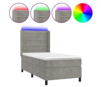 cama box spring colchon y led terciopelo gris claro 90x200 cm rayas horizontales