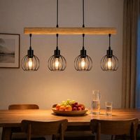lampara colgante industrial vintage de metal casquillo e27 4 luces color negro ideal para comedor o sala de estar bombillas no incluidas zmh