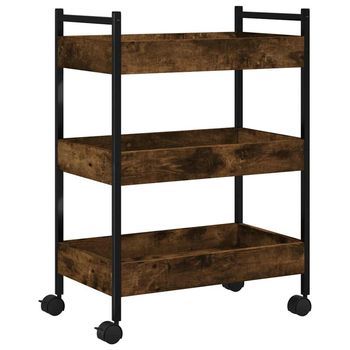 Carrito De Cocina，estantería De Cocina, Carrito De Servir Madera Ingeniería Roble Ahumado 50x30x70 Cm